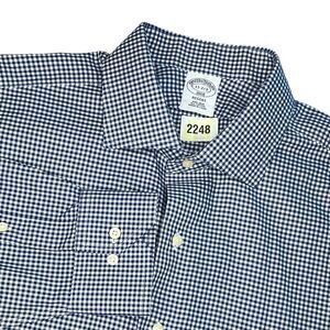 New Brooks Brothers Regent Blue plaid‎ LONG SLEEVE SHIRT XL  17 2/3
